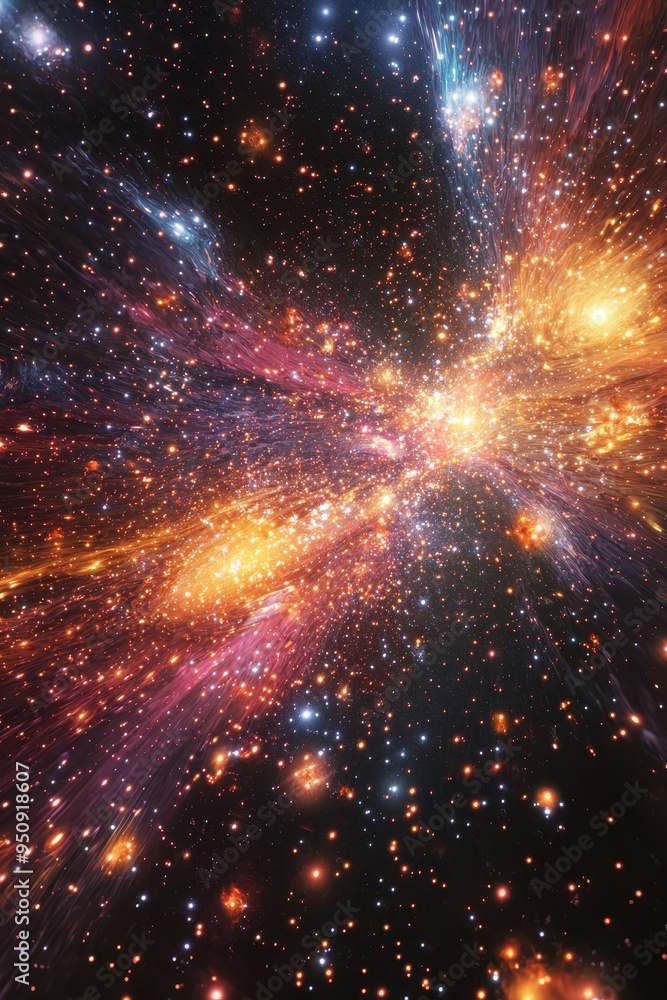 Poster cosmic explosion: a dazzling display of celestial fireworks