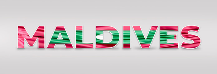 Maldives Text Effect. Fill with Maldives Flag. Isolated On White Background. Flag, Text, Effect, Vector, Isolated, Background