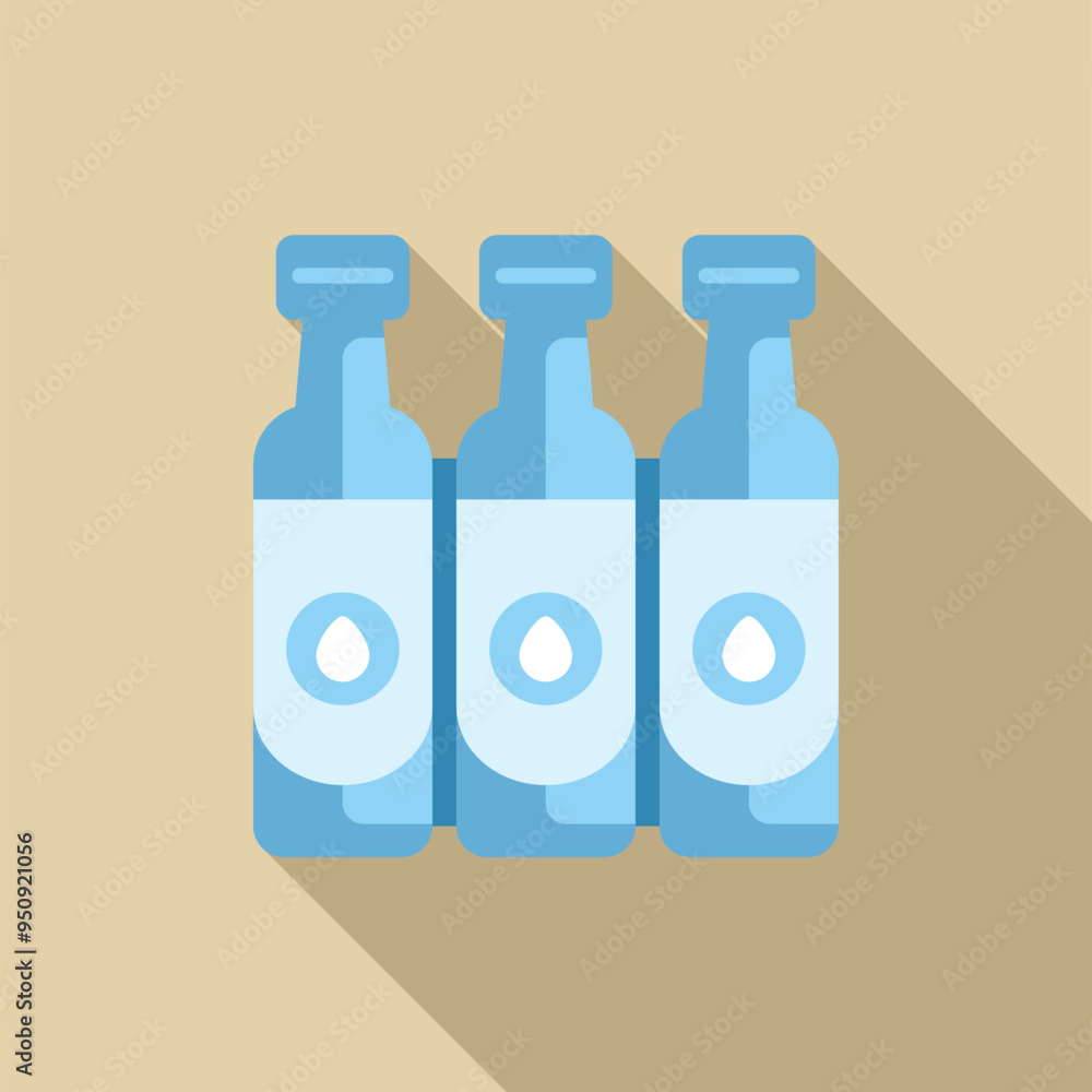 Aufkleber three bottles with a simple water drop logo are standing in a row, hinting at the refreshing hydrati