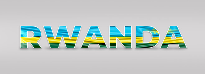 Rwanda Text Effect. Fill with Rwanda Flag. Isolated On White Background. Flag, Text, Effect, Vector, Isolated, Background