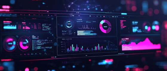 Futuristic Digital Dashboard with Data Visualization and Analytics