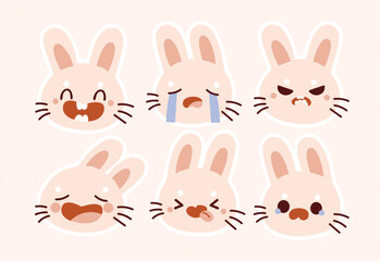Cute Bunny Rabbit Expression Illustration Character Collection