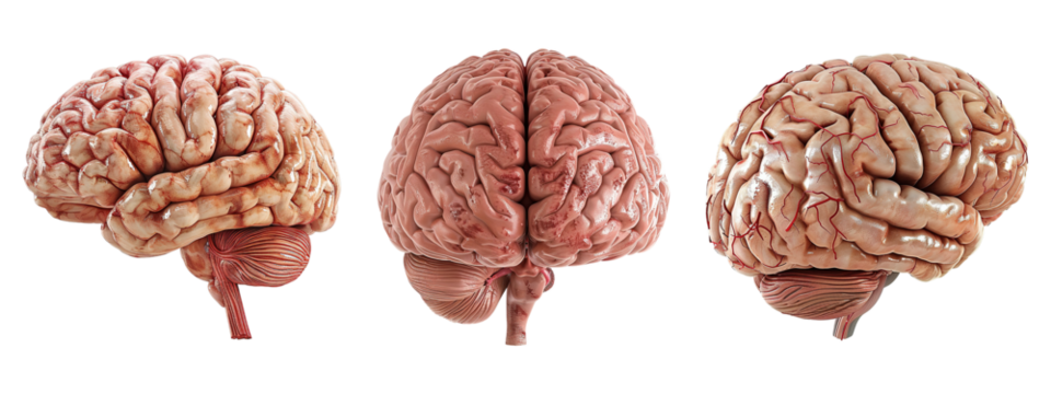 3D Human Brain Set on Transparent Background