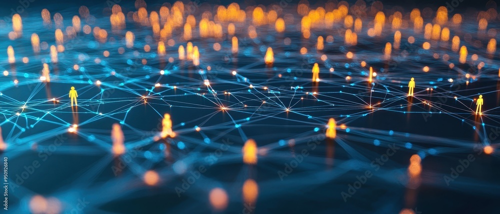 Poster interconnected digital network and data communication concept
