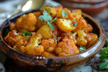 Aloo gobi is an easy veggie dish made with potatoes cauliflower and spices