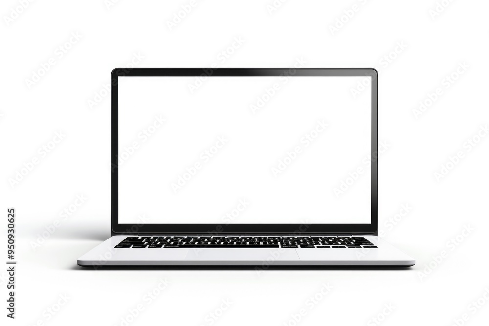 Aufkleber A laptop computer with a blank screen sitting on a clean and simple white surface