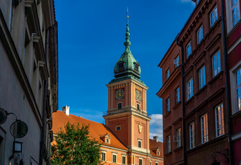 Royal Palace in historic Warsaw city center, Poland, July, 2024.