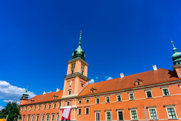 Royal Palace in historic Warsaw city center, Poland, July, 2024.