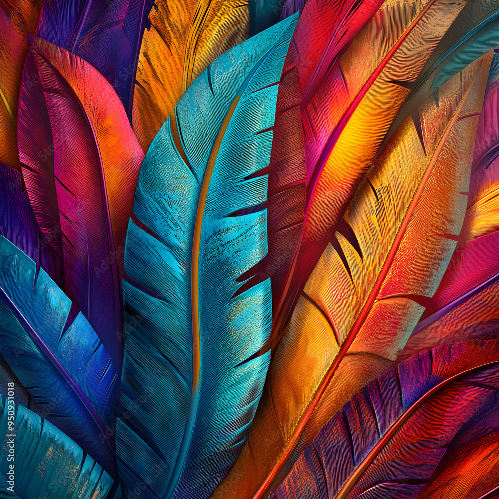 Poster an intricate vibrant pattern color feathers images