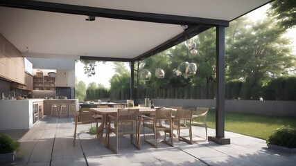 Patio with tables and chairs