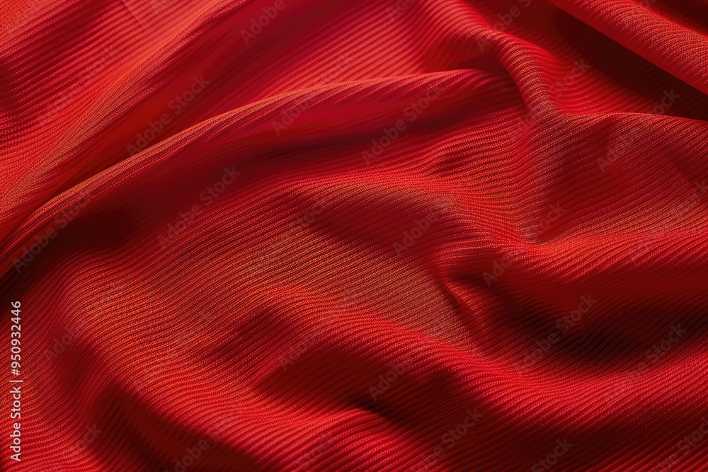 Poster A close-up shot of a vibrant red fabric with intricate patterns and textures