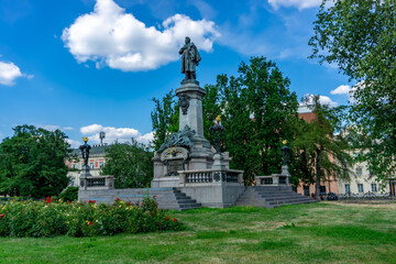 Warsaw, Poland - July 20, 2024: Monument of Adam Mickiewicz