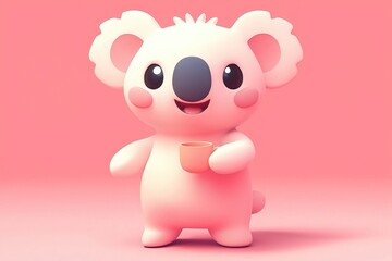 Cute Koala Holding a Cup of Coffee