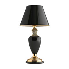 Beautiful Black and Gold Table Lamp on Transparent Background