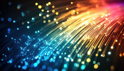 Vibrant Fiber Optic Lights Radiating Across the Frame