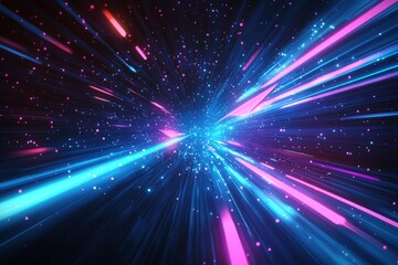 Abstract motion speed glowing effect background created with Generative AI