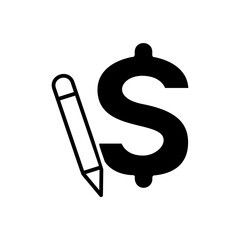 pencil and dollar sign