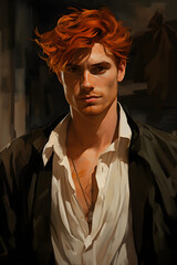 illustrated red headed man, illustration of a red headed man