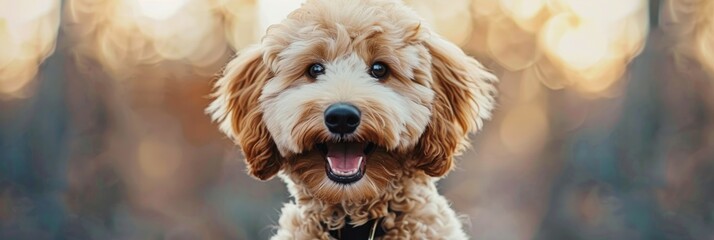 Cheerful Goldendoodle ideal for meme creation