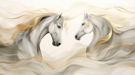 Naklejka premium Watercolor art of horses in motion