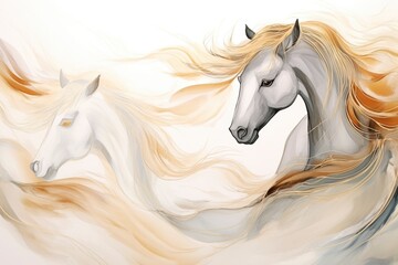 Obraz premium Watercolor art of horses in motion