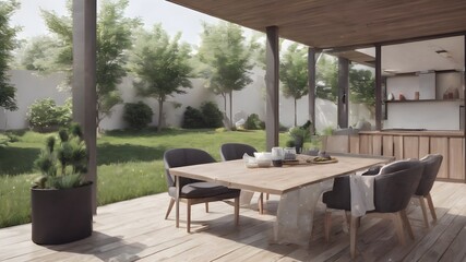 Table and chairs in the garden