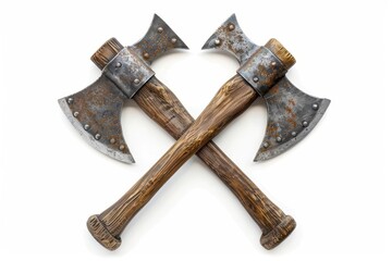 Battle axes crossed against white background
