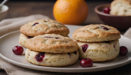 orange cranberry scones on a plate