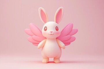 Fototapeta premium Cute Pink Bunny with Wings