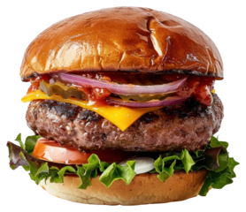 PNG Juicy gourmet cheeseburger with toppings
