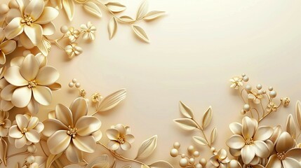 Golden Floral Arrangement with Leaves and Berries