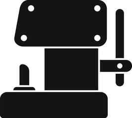 Simple vector illustration of a metalworking machine pressing metal detail in black silhouette style for industrial design