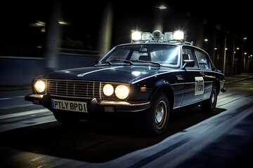 Fototapeta premium photo of a old police car, old police car photo, police