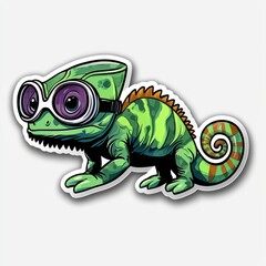 Fototapeta premium Cartoon Chameleon Wearing Goggles