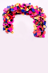 flying gold red colorful confetti isolated on white background 