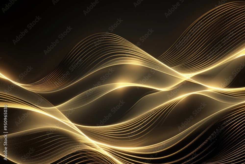 Aufkleber abstract design featuring wavy lines in black and gold colors, perfect for use as a background or te