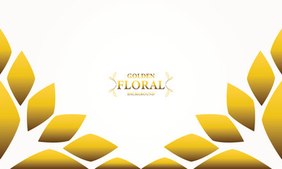 golden white background with golden leaves . Vector illustration. Can be used for advertising, presentation.