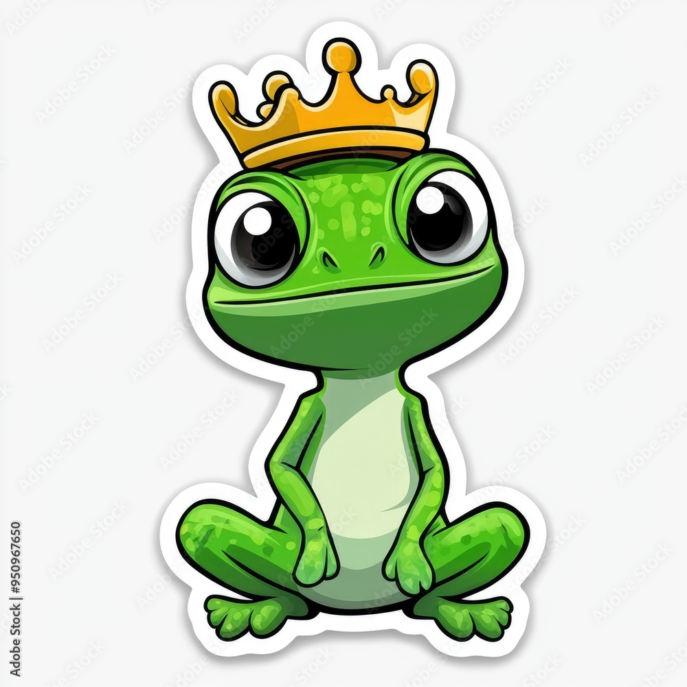 Wall mural cartoon frog wearing a golden crown