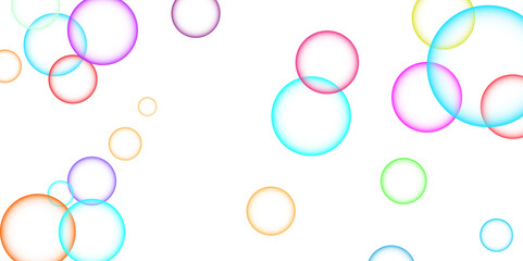  Beautiful circles colorful soap bubbles texture background. Design soap bubbles on a white background. Vector circles template design. white background texture, Xmas, backdrop, lights, wallpaper 