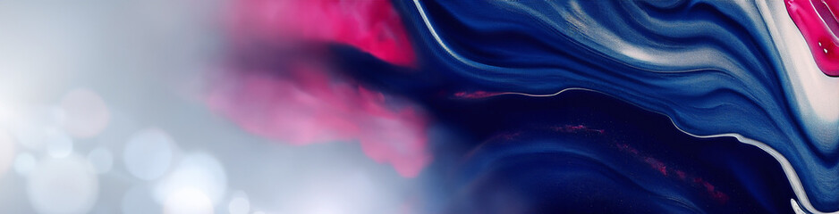 Vibrant Abstract Liquid Art with Pink and Blue Swirls. A mesmerizing abstract image featuring fluid swirls of vibrant pink and deep blue, blending seamlessly into one another. 