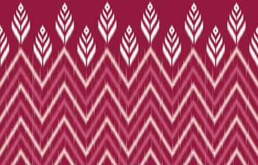 Geometrics Ikat ethnic design.pink and white Ikat 
 seamless pattern in tribal, folk embroidery abstract wave art. ornament print. Ikat Design for wallpaper,carpet, clothing, fashion, fabric.