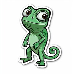 Fototapeta premium Cartoon Chameleon with Big Eyes