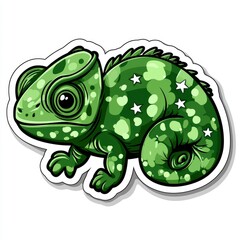 Fototapeta premium Cartoon Green Chameleon Sticker Illustration