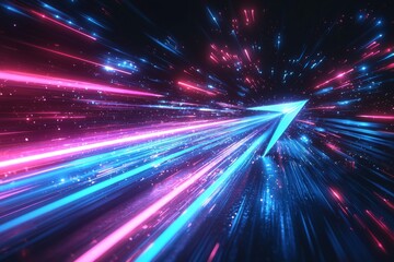 Abstract motion speed glowing effect background created with Generative AI
