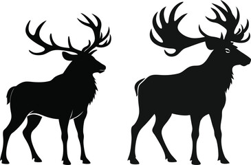 elk silhouette vector illustration black  