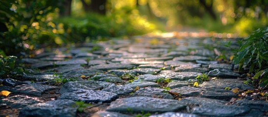 Beautiful Closeup Of A Cobblestone Path