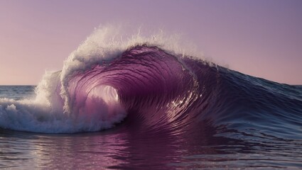 A beautiful purple ocean wave captured at its peak during sunset.