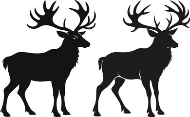 elk silhouette vector illustration black  