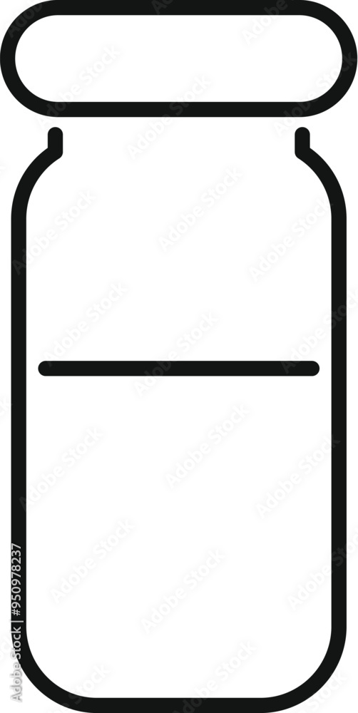 Poster simple icon of a medical vial containing liquid, with a blank label for adding your own text
