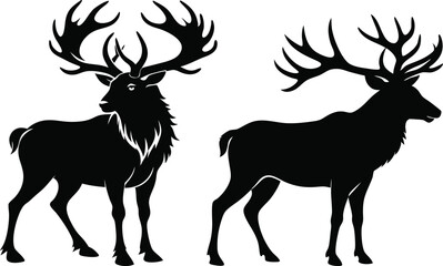 elk silhouette vector illustration black  